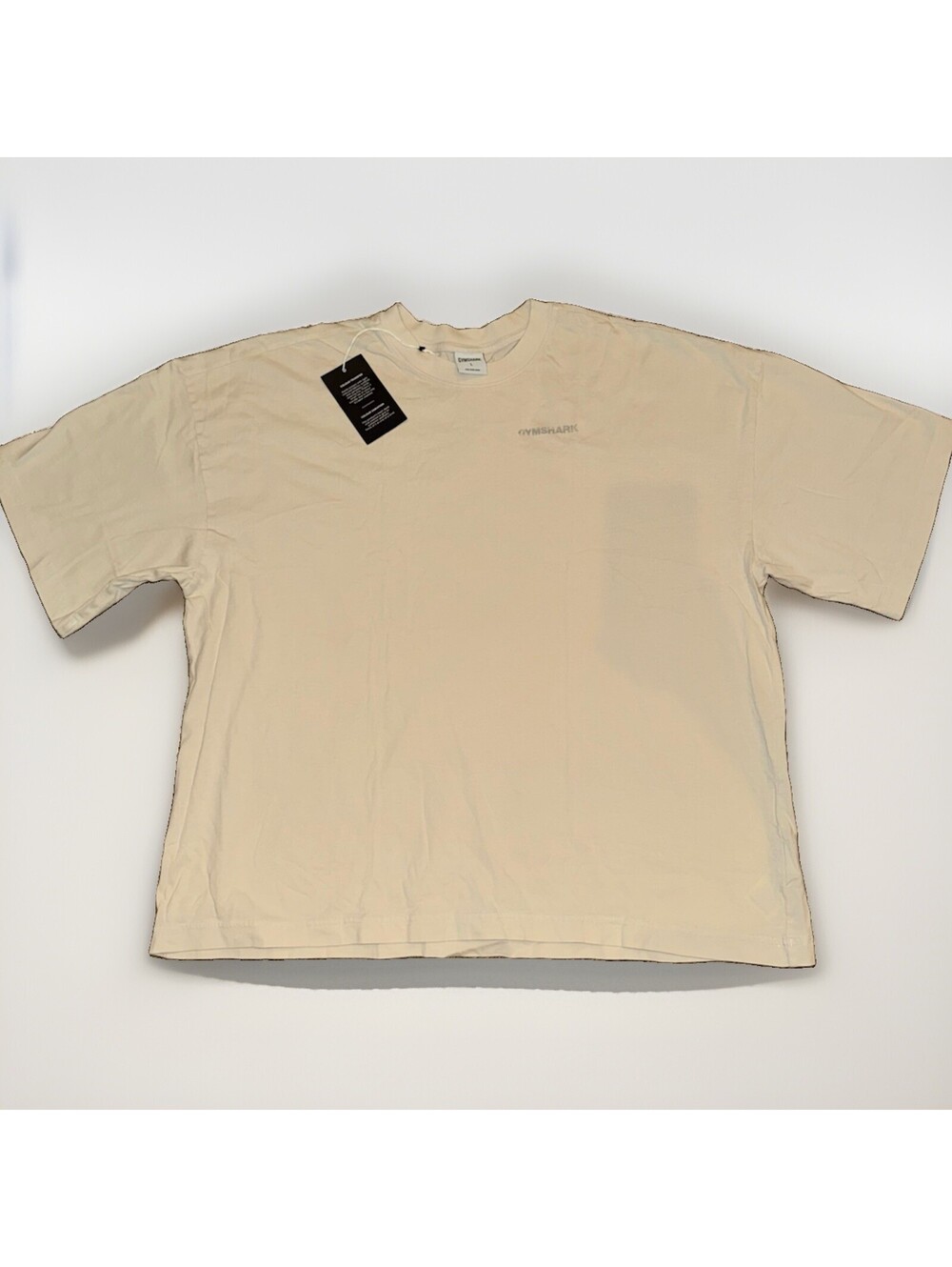 NEW GYMSHARK Men’s Accent Boxy T-Shirt in Tinted White - Size L NWT